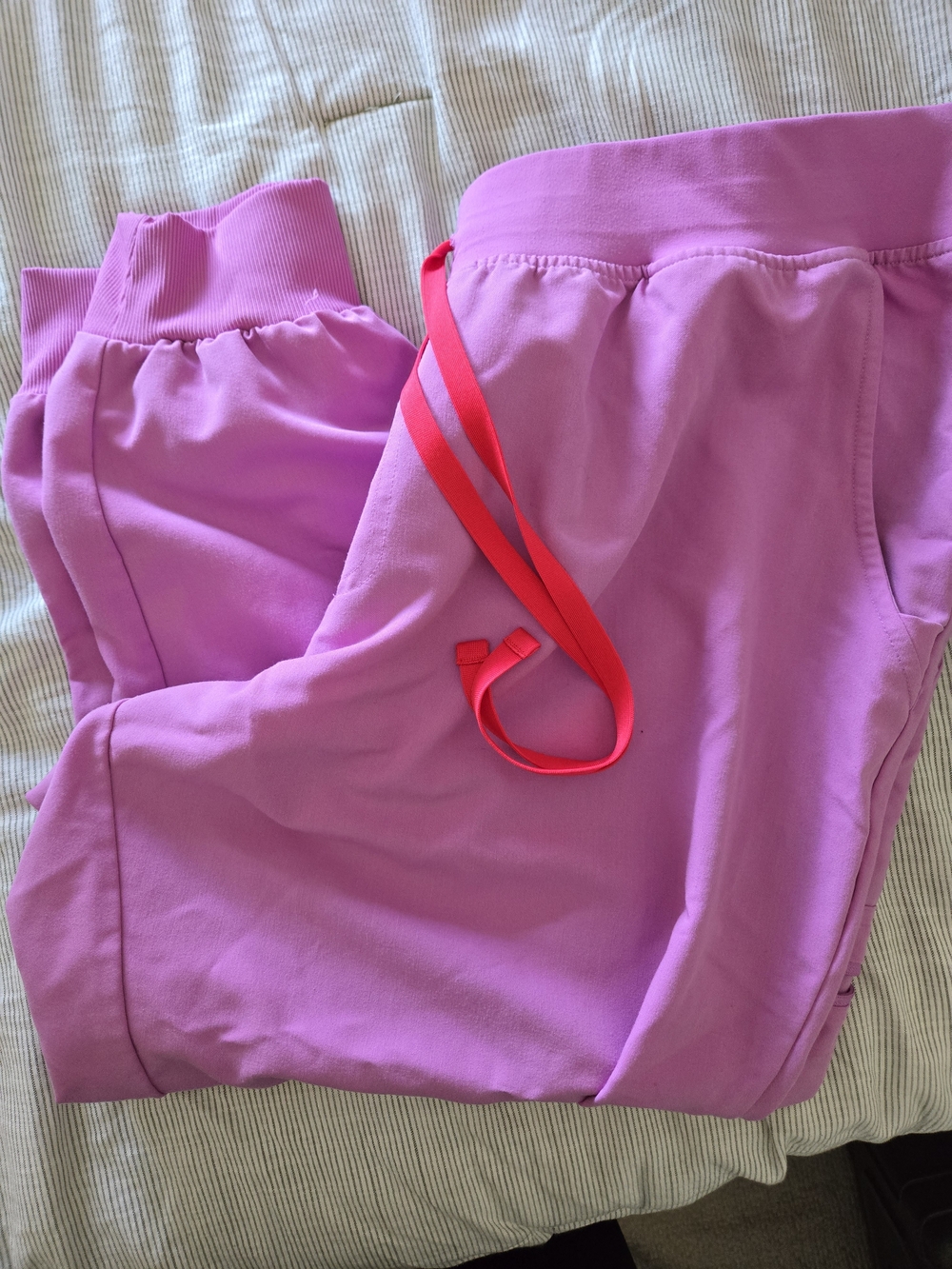 Figs Womens Pink Cloud ZAMORA Jogger Pants with Neon Drawstring
